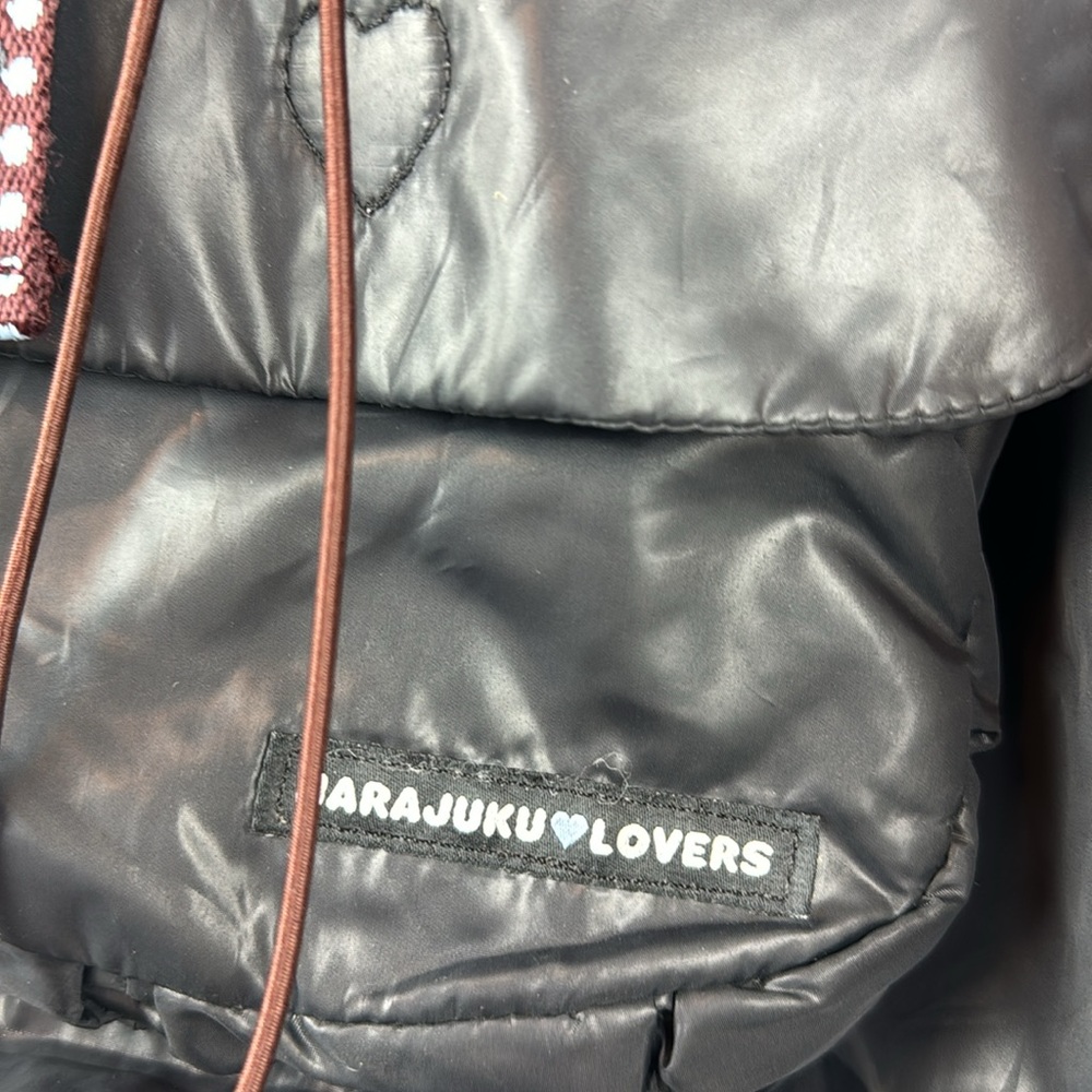 Harajuku lovers black nylon puffer backpack y2K polka dot - Picture 3 of 7